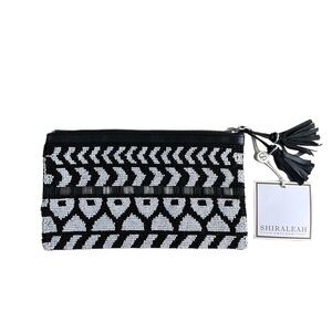 NWT Shiraleah Leather Beaded Clutch.